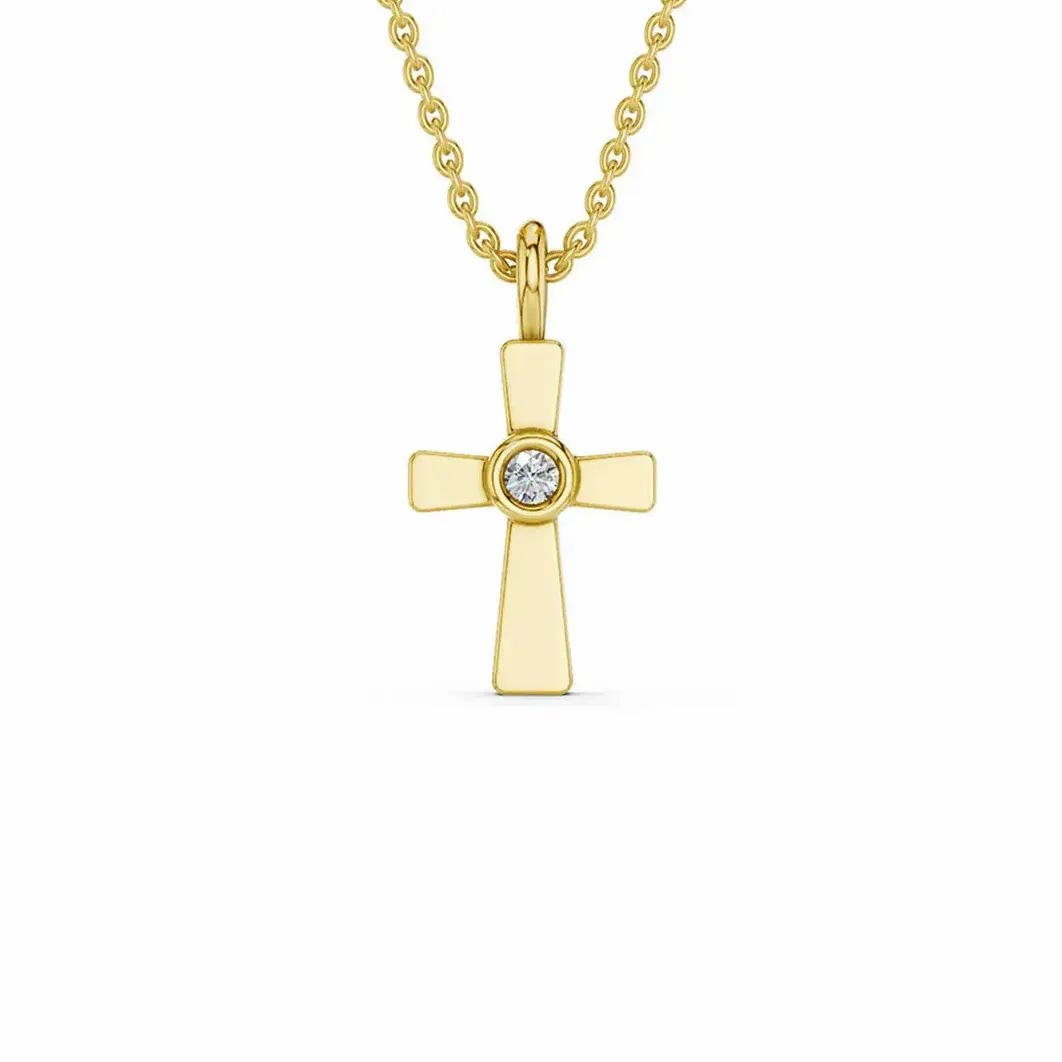 Lykken Elegance diamond cross gold 0.012 ct
