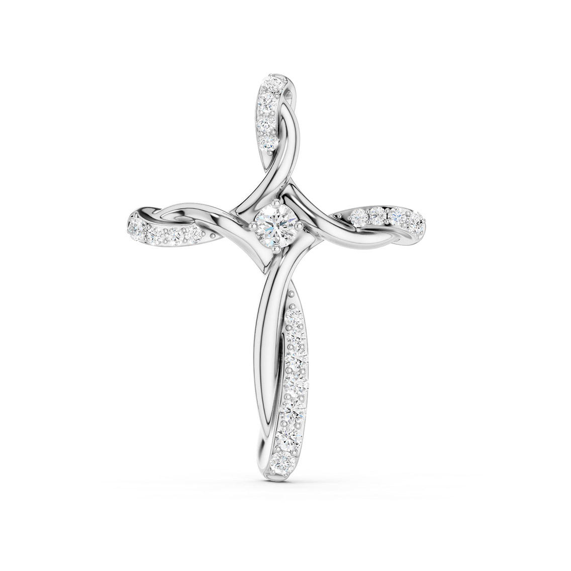 Lykka Elegance White Gold Diamond Cross Pendant 21.5 mm