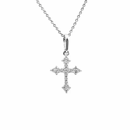 Lykken Elegance diamond cross white gold 0,11 ct