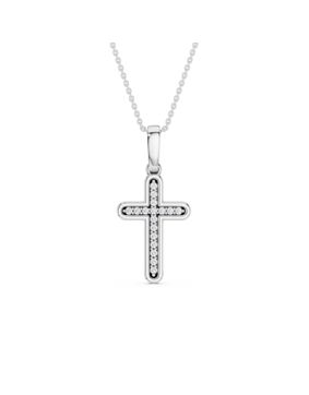 Lykken Elegance White Gold Diamond Cross Pendant 19.5 mm