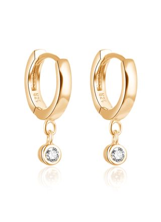 Lykka Casuals gold-plated silver hoops with zirconia pendant