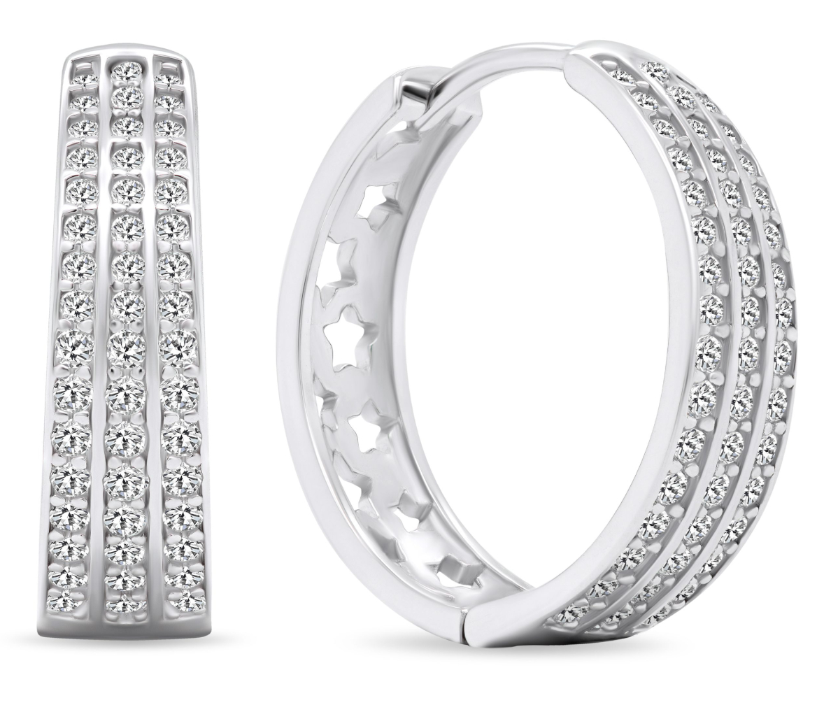 Lykka Casuals three tier Eternity silver hoops 