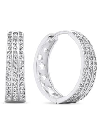 Lykka Casuals three tier Eternity silver hoops