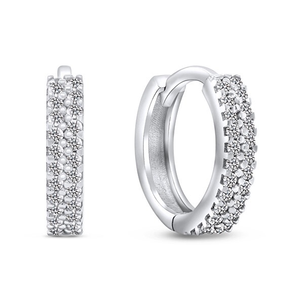 Lykka Casuals zirkonia Huggie silver hoops 