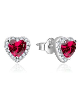 Lykken Hearts silver earrings heart red zirconia