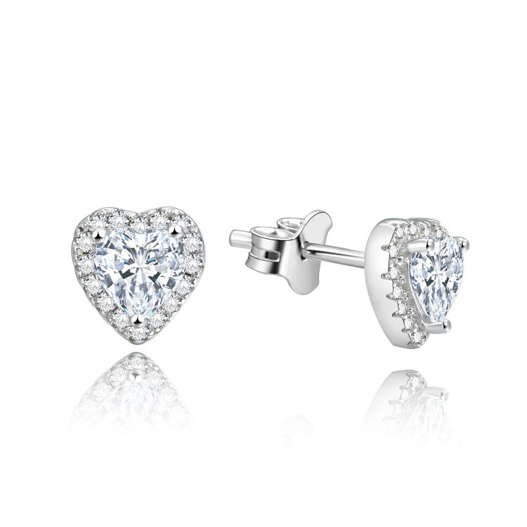 Lykka Hearts silver earrings heart zirconia