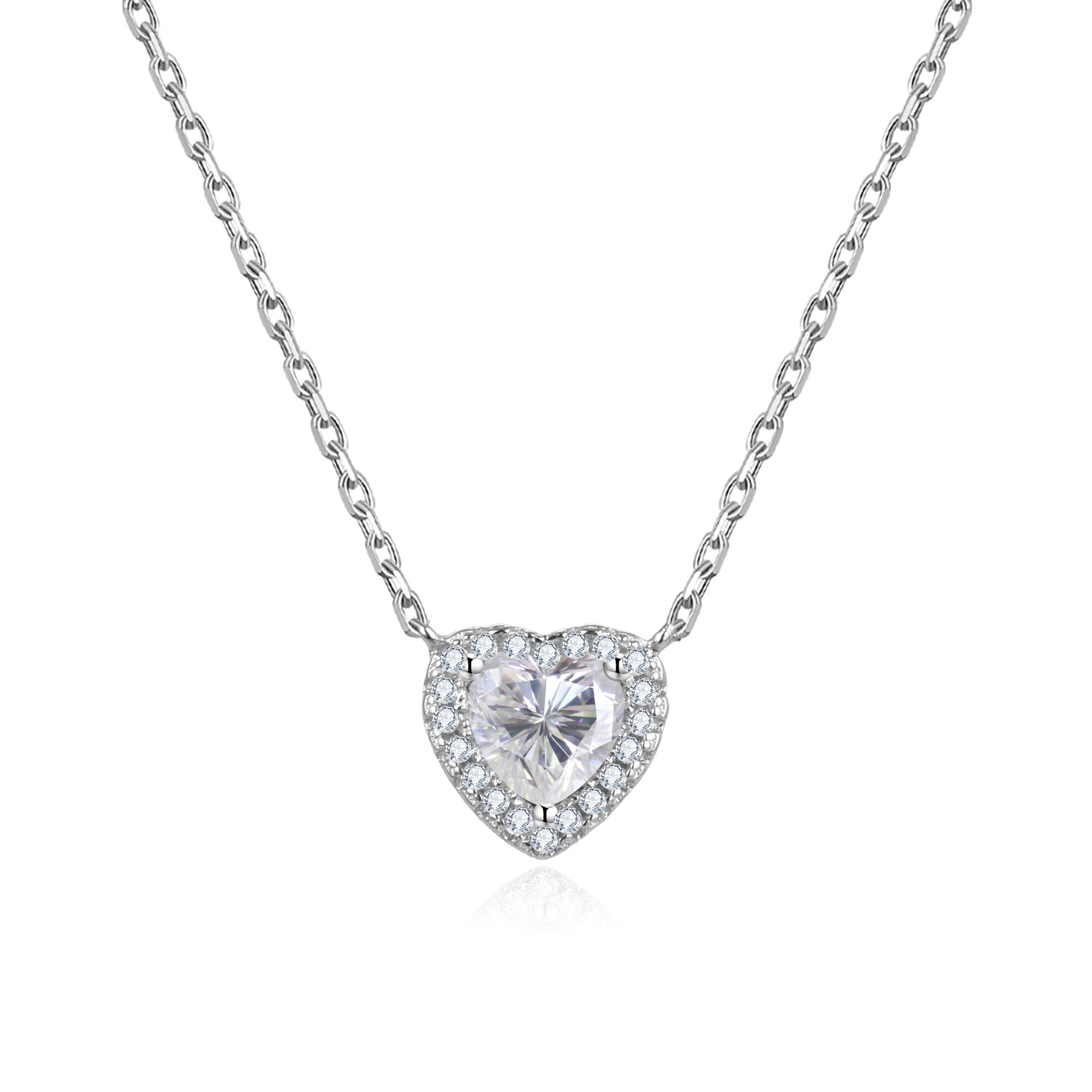 Lykka Hearts silver necklace heart zirconia 45 cm