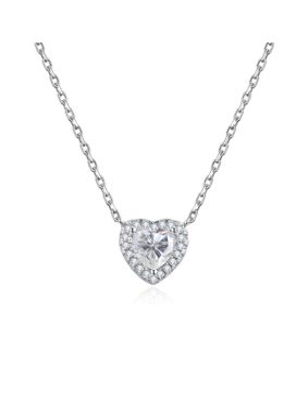 Lykken Hearts silver necklace heart zirconia 45 cm