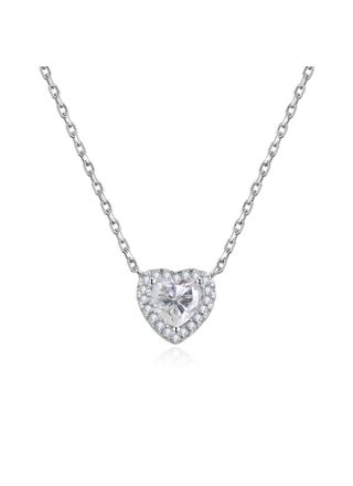 Lykken Hearts silver necklace heart zirconia 45 cm