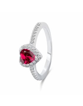 Lykken Hearts silver ring heart red zirconia