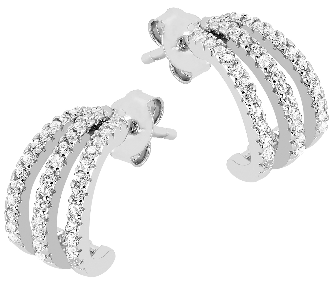 Lykka Casuals silver prong-set creole earrings