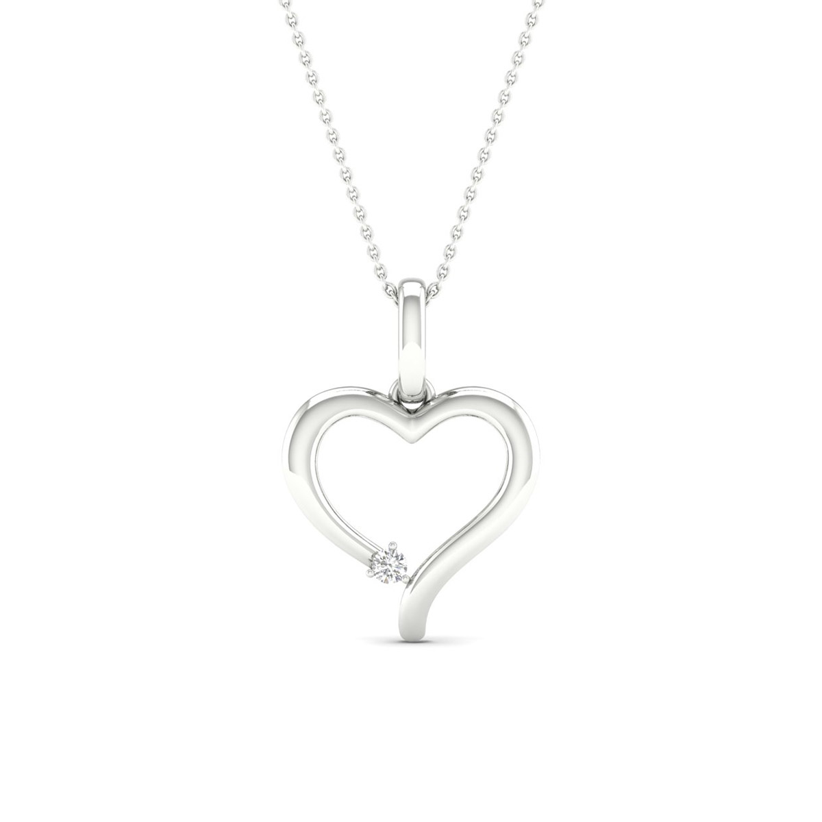 Lykka Elegance White Gold Diamond Heart Pendant 16.9 mm