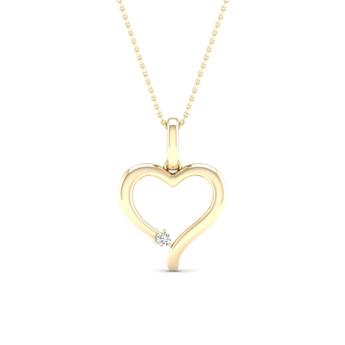 Lykka Elegance Gold Diamond Heart Pendant 16.9 mm