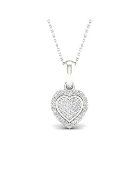 Lykken Elegance White Gold Diamond Heart Pendant 13.8 mm