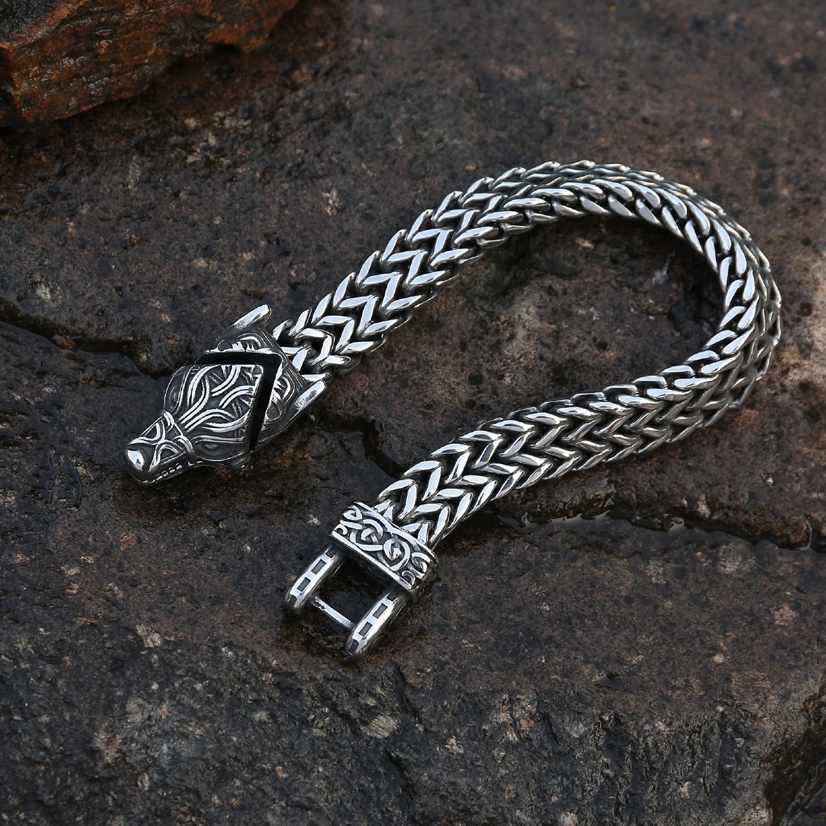 Lykka Viking Fenrir wolf steel bracelet watchesonline