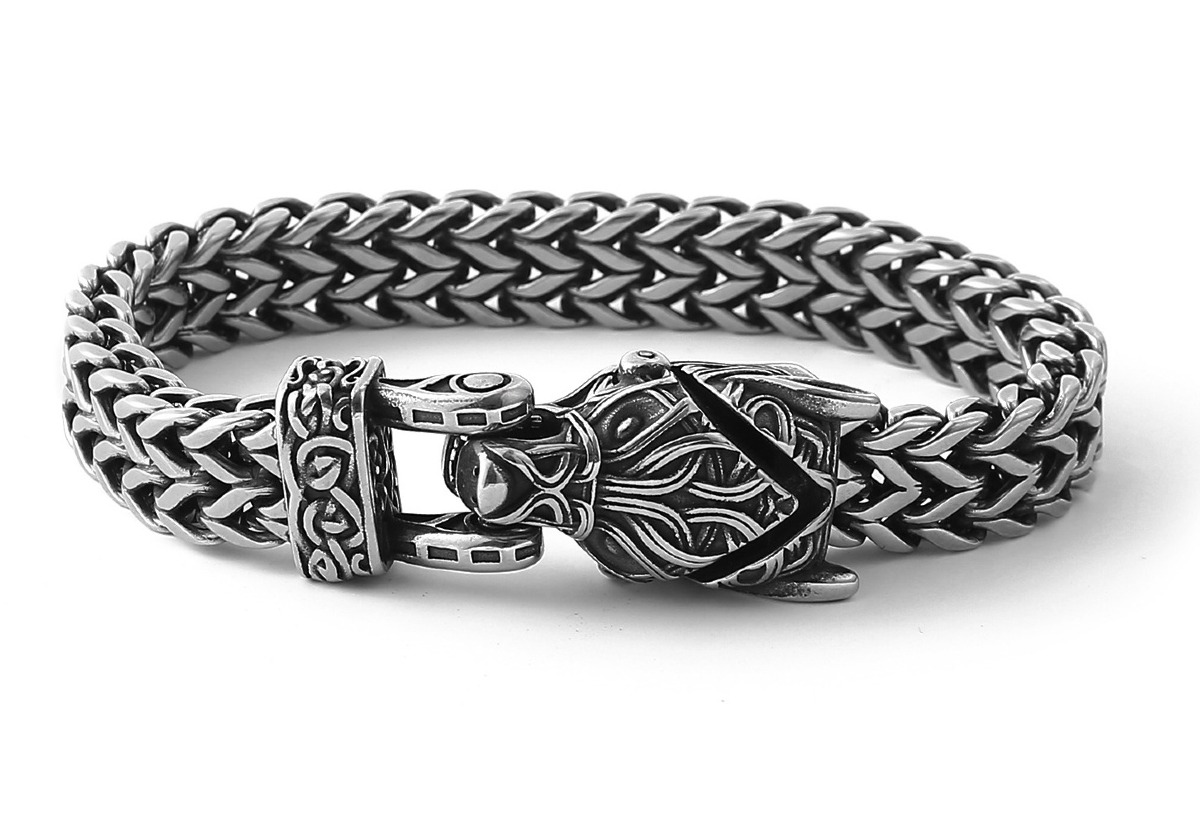 Lykka Viking Fenrir wolf steel bracelet 21 cm 