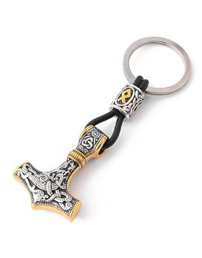 Lykka Viking Mjölnir silver and gold steelkey ring