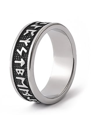 Lykka Viking runes steel ring 8 mm 