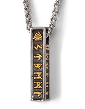 Lykken Viking runes gold steel necklace 60 cm