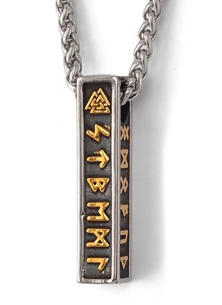 Lykka Viking runes gold steel necklace 60 cm 