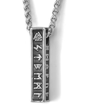 Lykken Viking runes silver steel necklace 60 cm