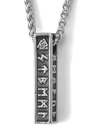 Lykka Viking runes silver steel necklace 60 cm 