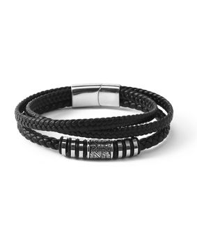 Lykken Viking Raven leather steel bracelet