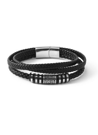 Lykka Viking Raven leather steel bracelet