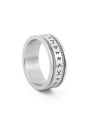 Lykka Viking silver-colored Runes steel ring 