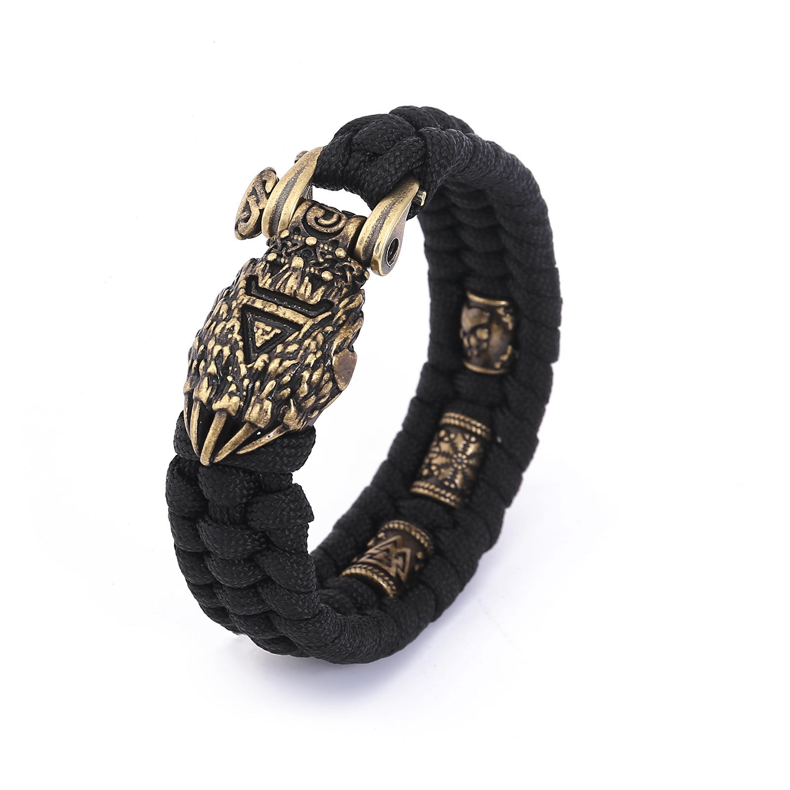 Lykka Viking Bears paw black-gold nylon-steel bracelet 