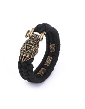 Lykken Viking Bears paw black-gold nylon-steel bracelet