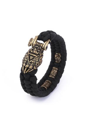 Lykka Viking Bears paw black-gold nylon-steel bracelet