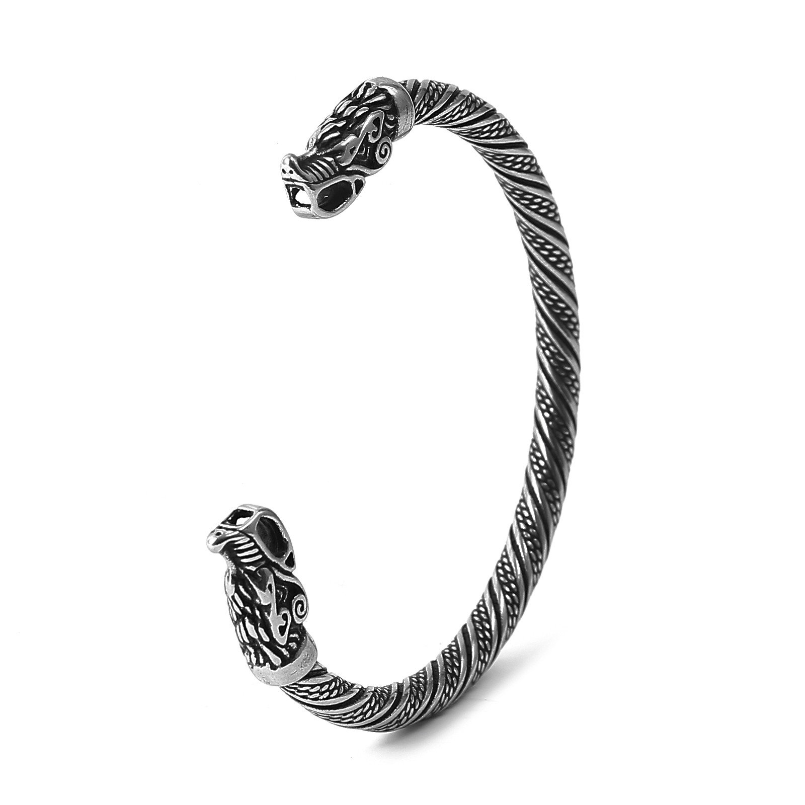 Lykka Viking Jörmungandr silver-colored steel cuff bracelet 65mm 