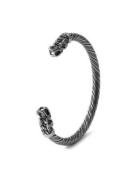 Lykken Viking Jörmungandr silver-colored steel cuff bracelet 65mm