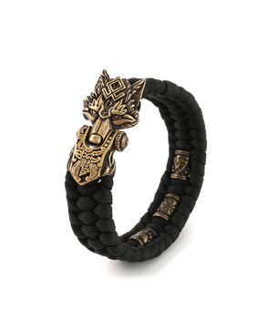 Lykka Viking Fenrir black-gold nylon-steel bracelet