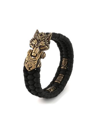 Lykka Viking Fenrir black-gold nylon-steel bracelet