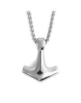 Lykka Viking Thors hammer minimalistic steel necklace 60 cm