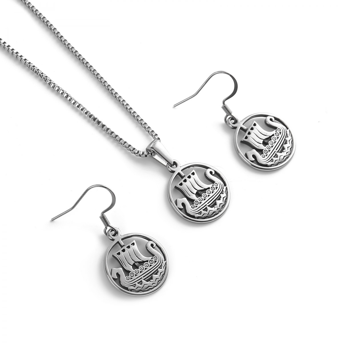 Lykka Viking stainless steel jewelry set Viking Ship