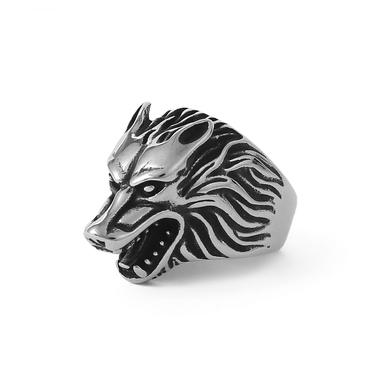 Lykka Viking stainless steel ring Fenrir Wolf