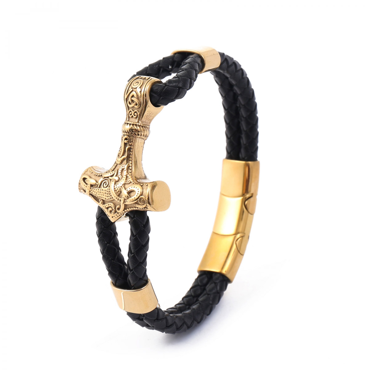 Lykka Viking gold-colored stainless steel bracelet Mjölnir