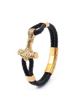 Lykken Viking gold-colored stainless steel bracelet Mjölnir