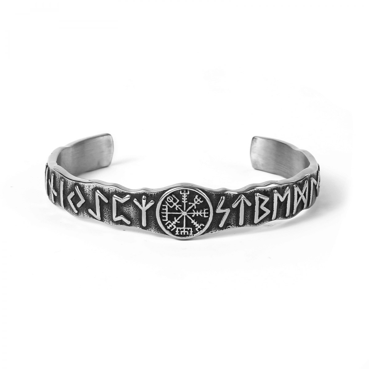 Lykka Viking stainless steel arm ring Vegvisir 65mm