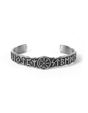 Lykken Viking stainless steel arm ring Vegvisir 65mm
