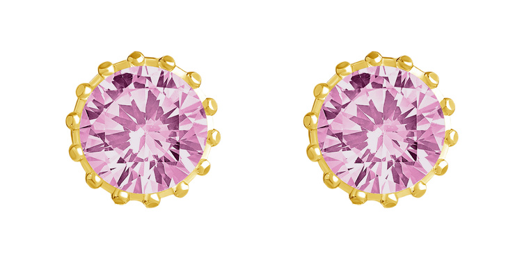 Lempikoru Bud solitaire earrings pink gold plated 8 mm 53 073 06 000