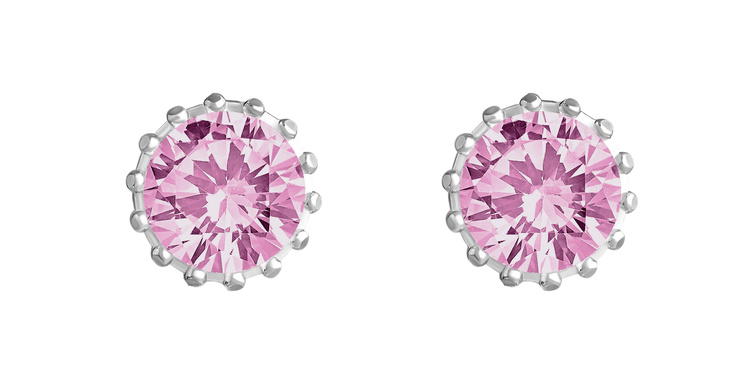 Lempikoru Bud solitaire earrings silver pink platinum 8 mm 33 073 06 000