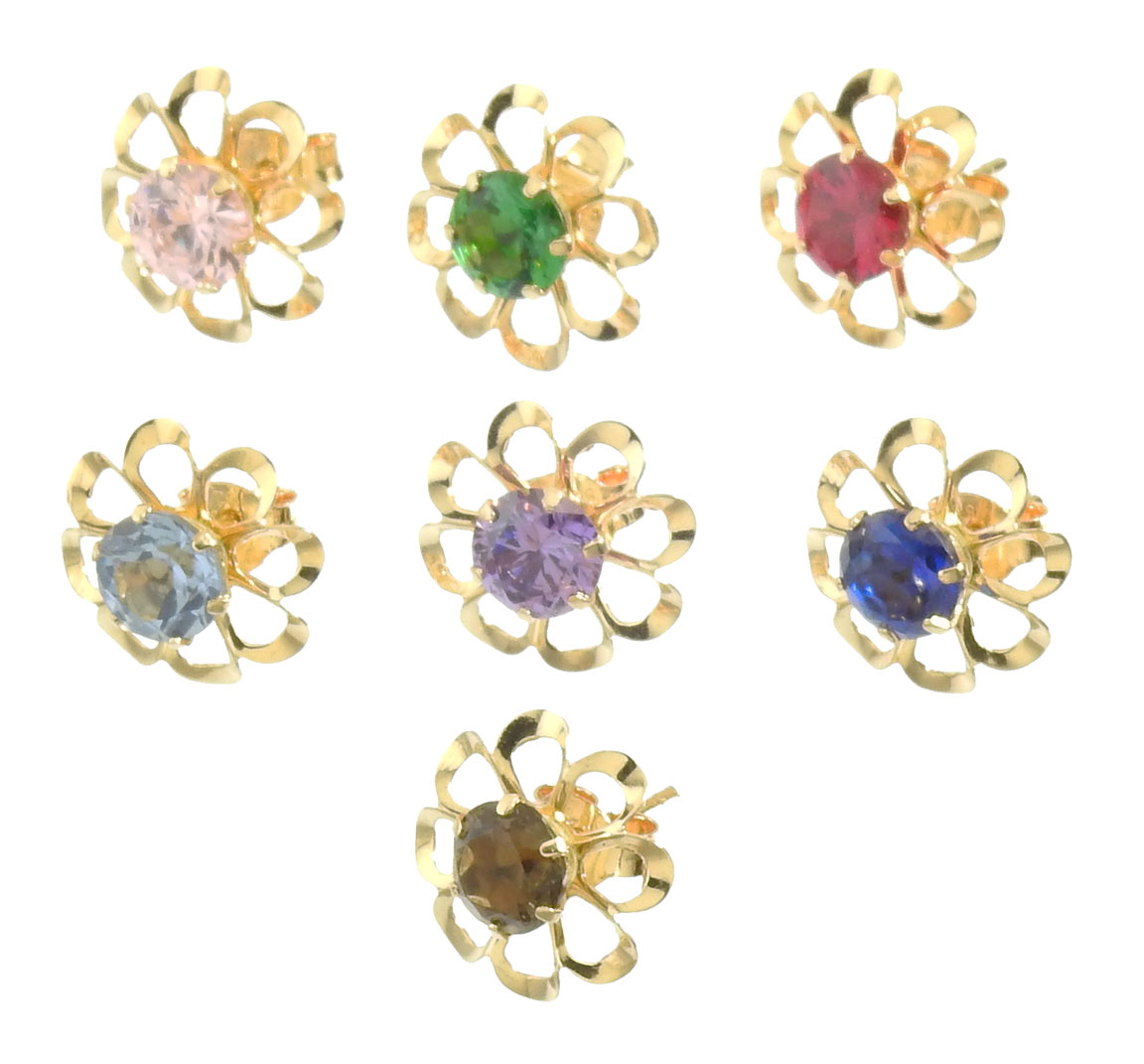 14ct Gold Flower Earrings PK1-2 / 6 different colours