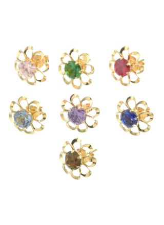 14ct Gold Flower Earrings PK1-2 / 6 different colours