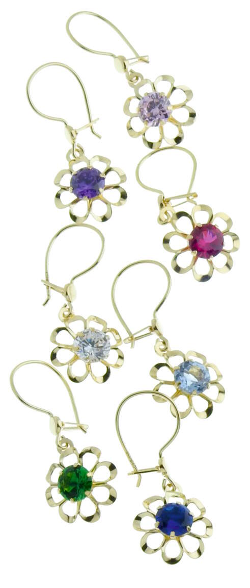 14ct Gold Flower Earrings PK2-31 / 7 different colours