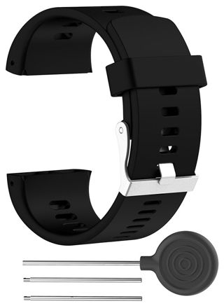 Tiera Polar V800 black silicone watch strap 