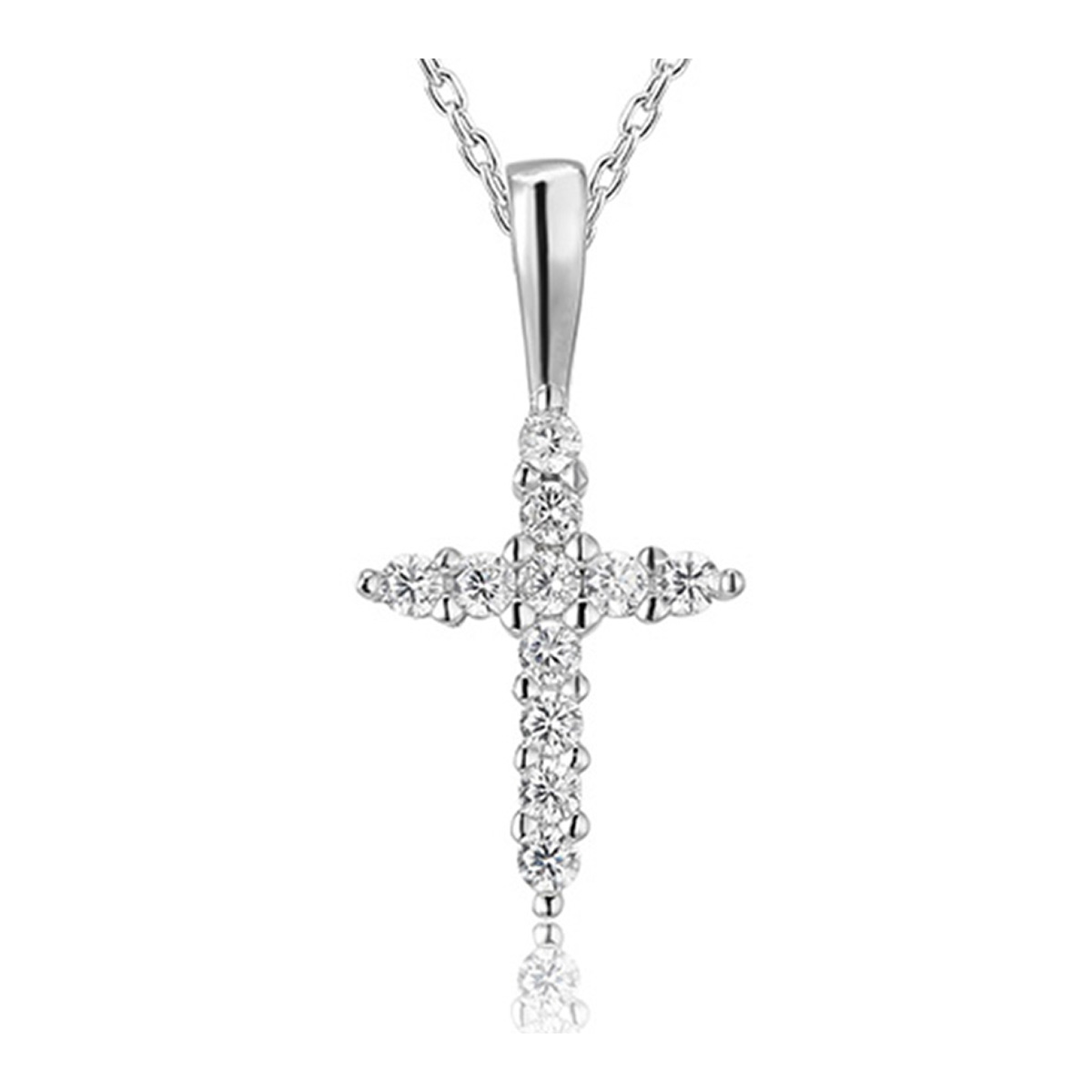 Lykka Crosses silver cross necklace with zirconia 45 cm